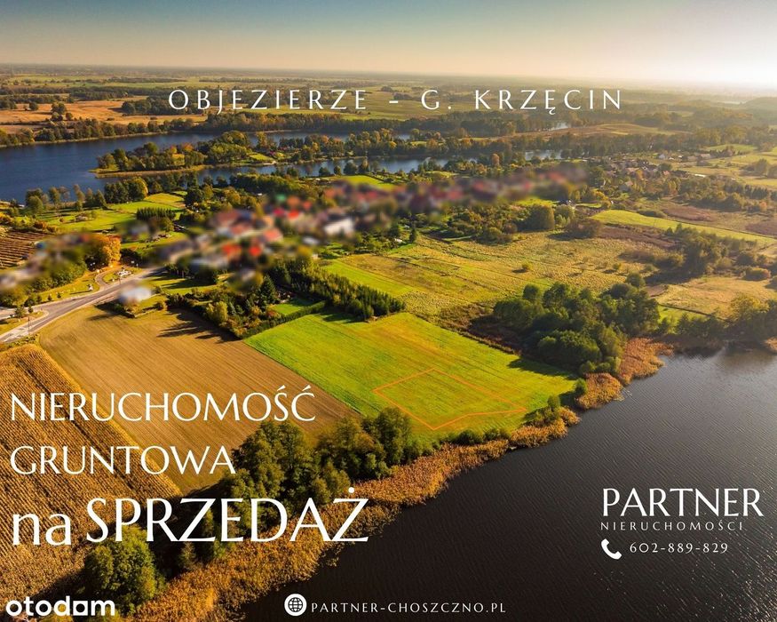 Objezierze. Działka nad jeziorem w kameralnej części wsi.