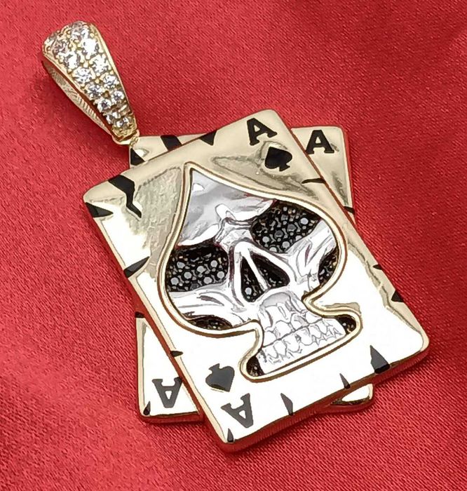 Złota Zawieszka Karty Karta As Pik Czaszka 6,48G P585 14K 3,5CM