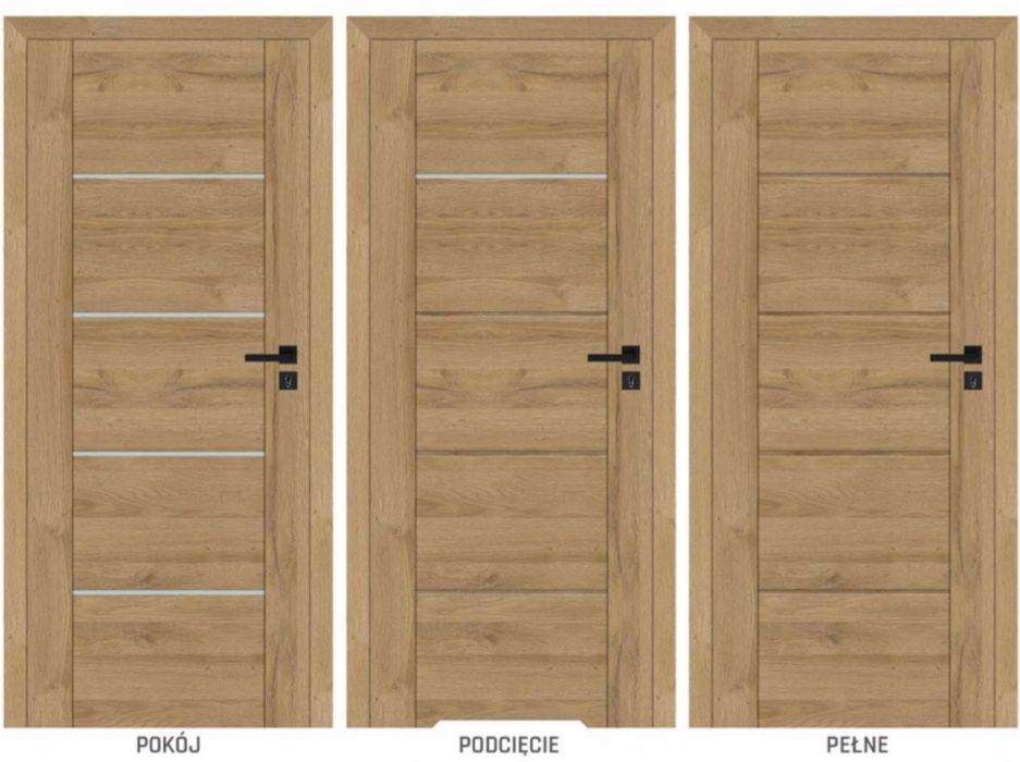 Drzwi wewnętrzne Pegasus Windoor z szybkami Dąb Górski Przylgowe