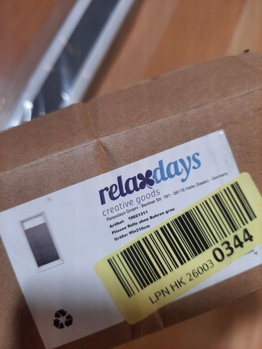 Roleta plisowana RELAXDAYS 90x210cm szara