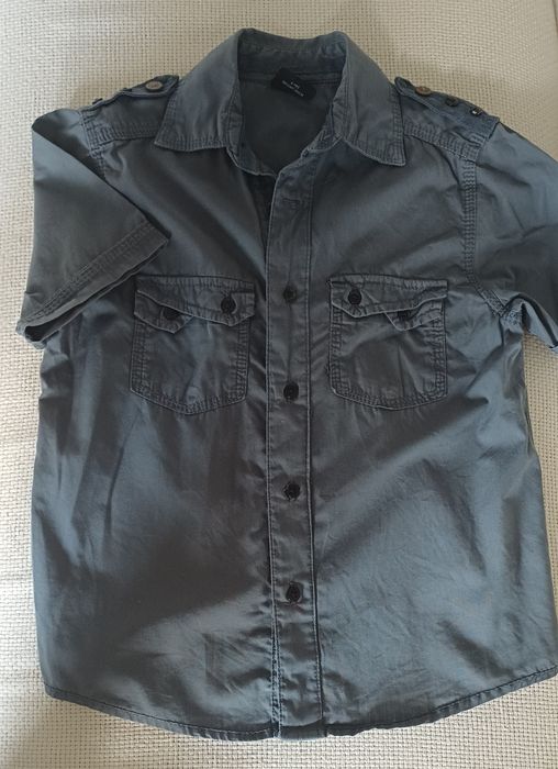 Szaro stalowa koszula z krótkim rękawem,  NEXT rozm  134