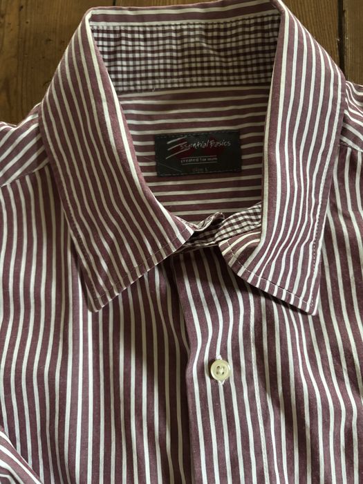 Koszula męska Essential Basic L z długim rękawem w paski bordo