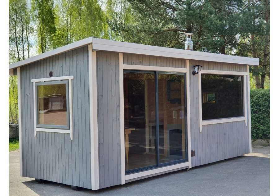 Sauna ogrodowa drewniana SOD 4,5x2,4m beczka, ruska bania, fińska