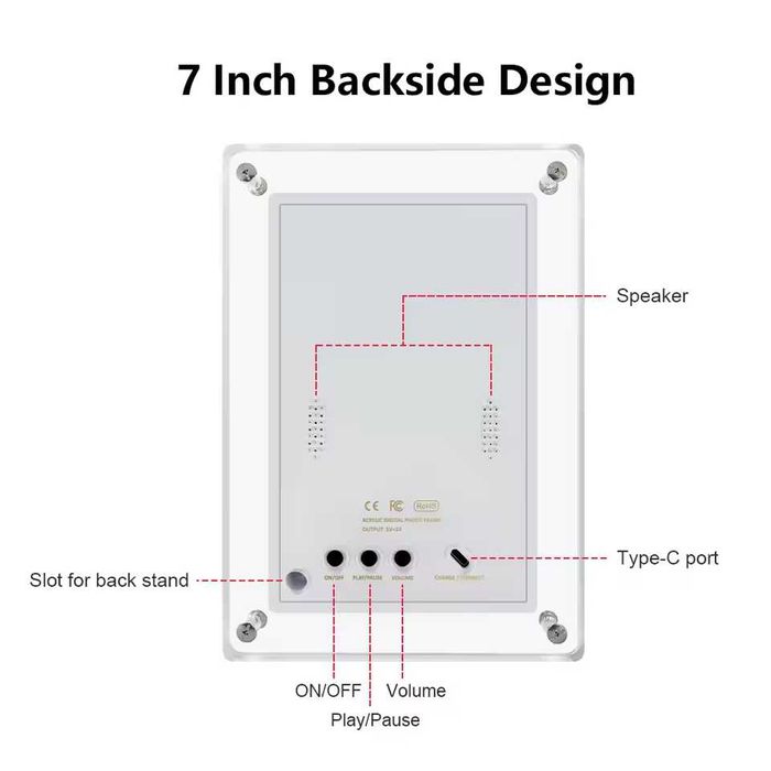 Цифрова фото - відео рамка 7", електронна фоторамка з підтримкою відео