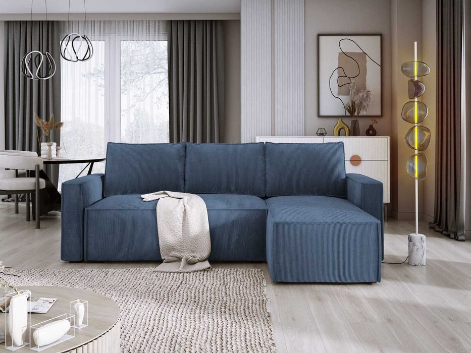 Sztruksowy narożnik KENZO z pojemnikiem i funkcją spania! HIT!