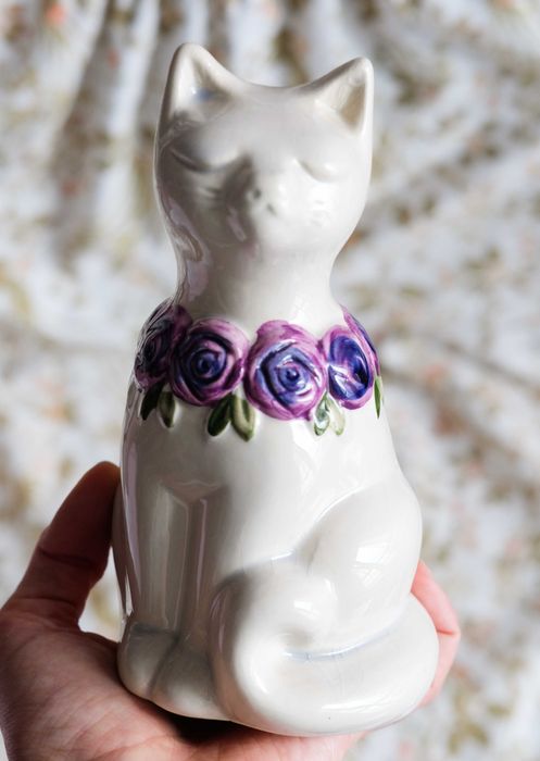 Винтаж статуэтка кот,журнал антиквариат,винтажная фарфор фигурка
