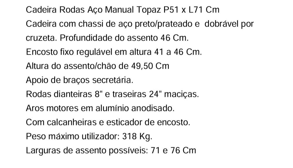 CADEIRA DE RODAS NOVA- Para utilizadores d
