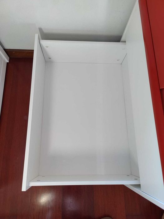 Módulo de arrumação com gaveta, branco e vermelho (Como Novo)