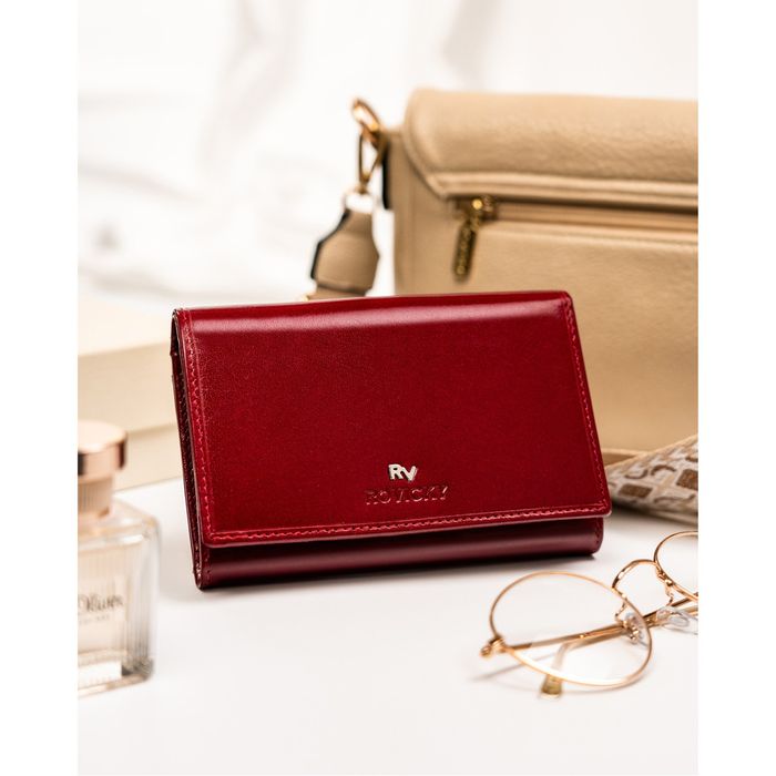 średni, wygodny portfel damski ze skóry naturalnej - rovicky