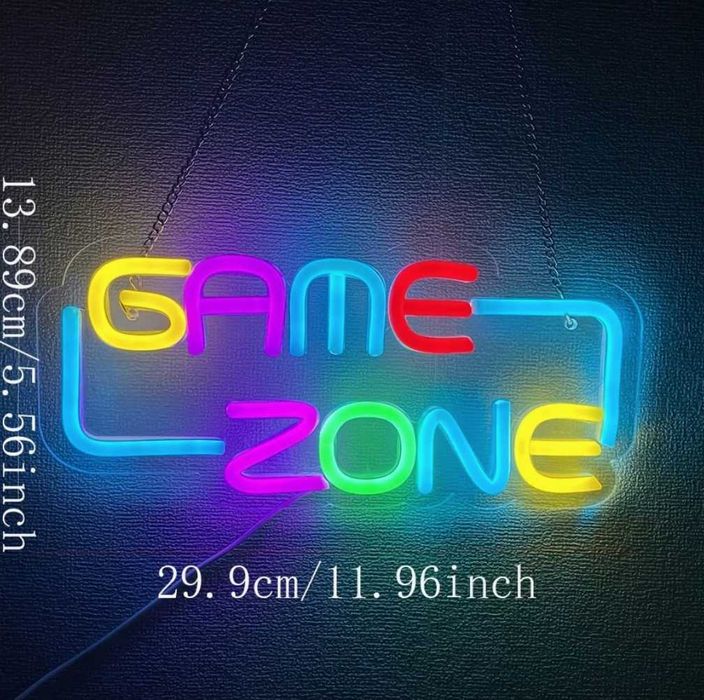 Неонова вивіска GAME ZONE / LED світильник для геймера / Ігрова зона