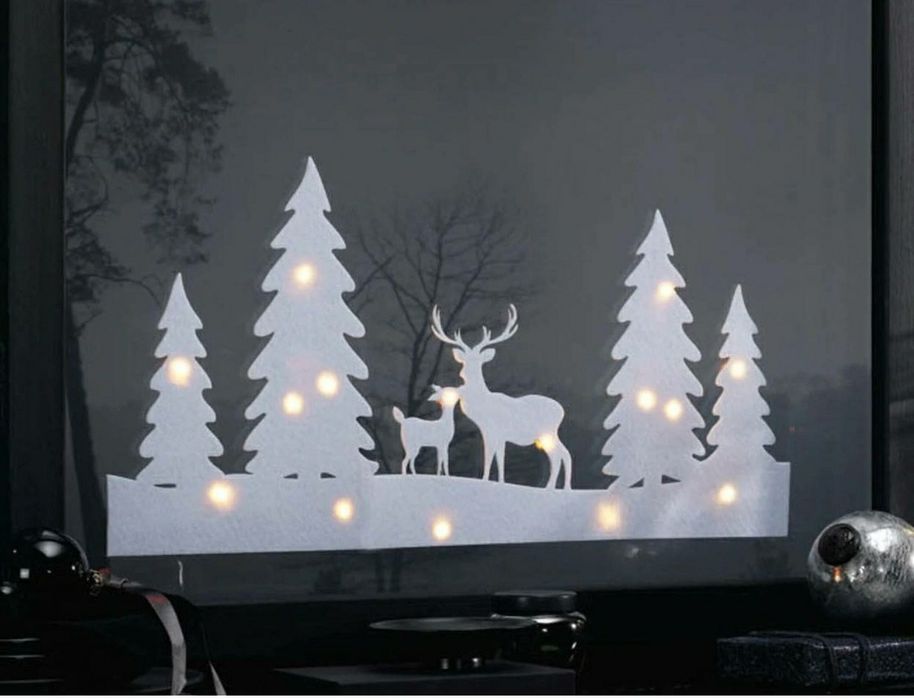 Новорічний декор вікна або стіни з led гірляндою Олені Livarno 60*30cm
