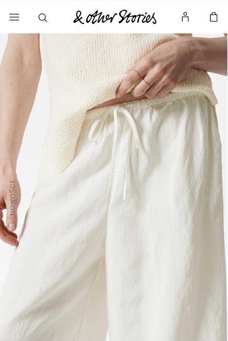 & Other Stories spodnie damskie białe z szerokimi nogawkami L