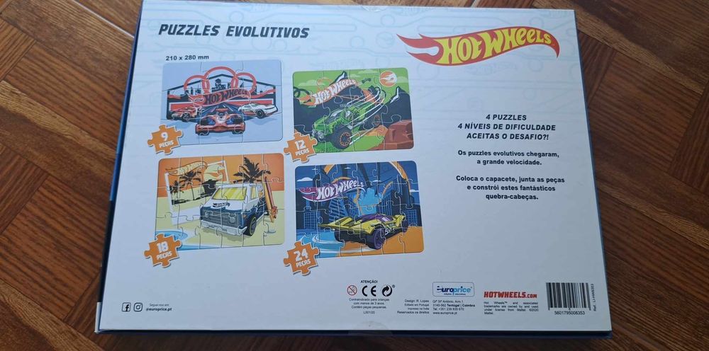 NOVO Hot Wheels - Puzzles Evolutivos 4 em 1