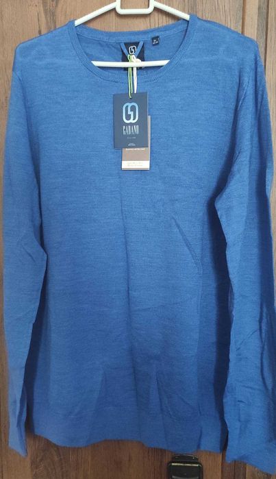 SWETER z MERYNOSA Gabano Merino Crew Neck Mid | Niebieski XL 43-44