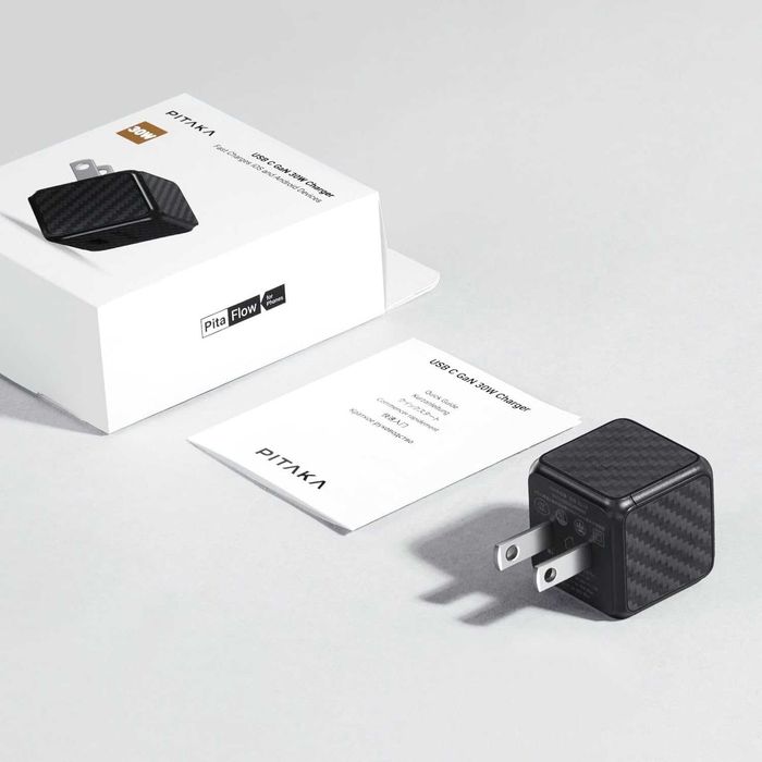 PITAKA зарядка 30w GAN + Кабель Flex Braided 60W USB-C to USB-C 1.26м