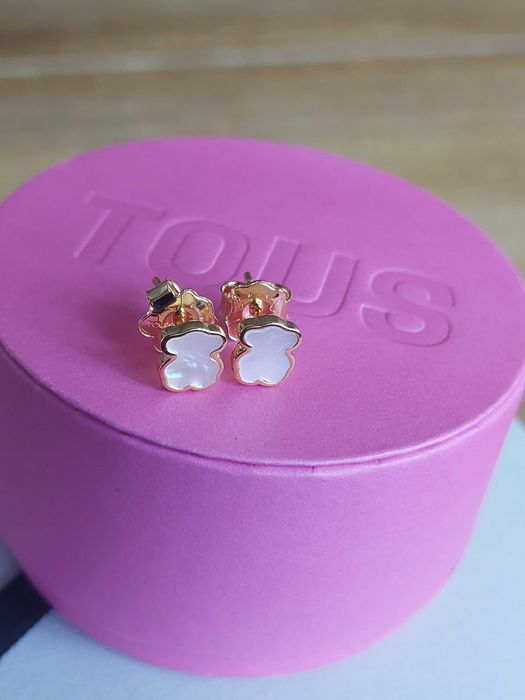 Kolczyki misie masa perłowa