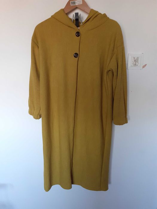 Długi kardigan musztardowy