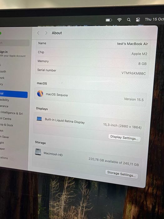 Macbook Air M2 15" 2023 8GB RAM 256GB SSD Silver Bateria 93% / Sklep iTOP Muranów [46075]