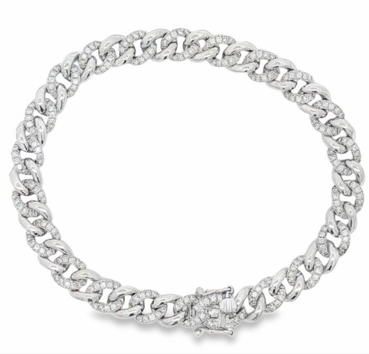 Bracelete em Ouro Branco 18k com diamantes