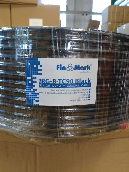 Кабель FinMark RG-8-TC90 коаксіальний, black, 100м