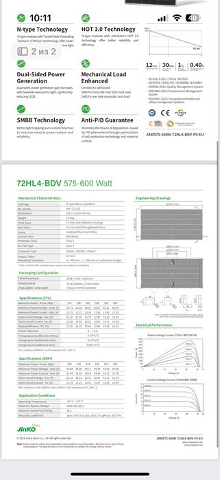 Сонячна панель JINKO 72HL4-BDV590 BIFACIAL