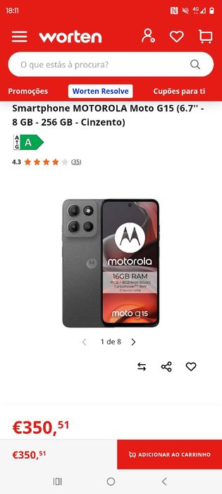 MotoG15 usado  256 gb