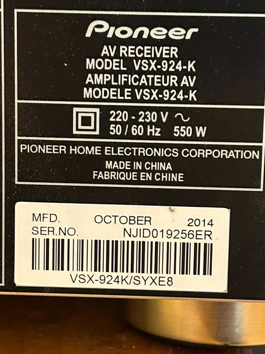 Amplituner Pioneer VSX-924 7.2 WiFi Bluetooth 4K