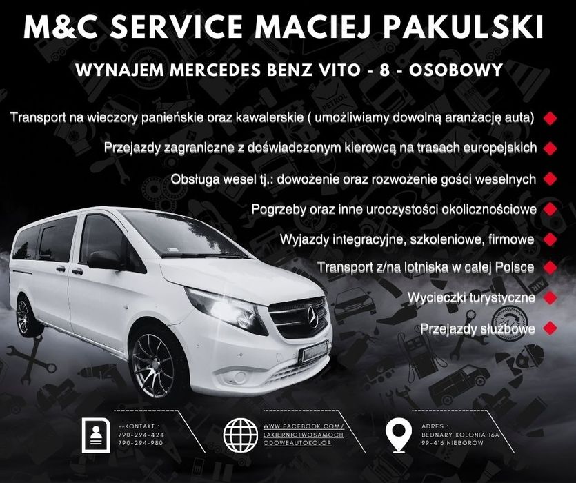 Wynajem busa wypożyczalnia Mercedes Vito