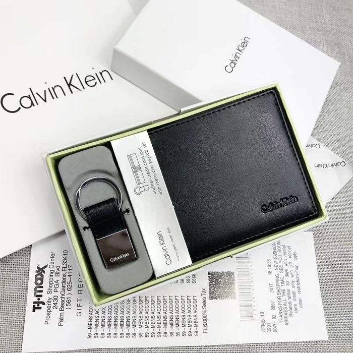 Portfel męski Calvin Klein CK z brelokiem czarny skórzany zestaw na prezent