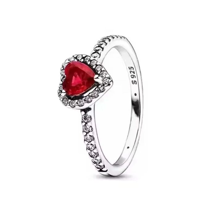 Anel Sparkling Red Elevated Heart Pandora em Prata de Lei 925 Novos
