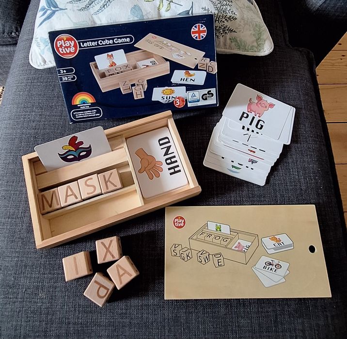 Drewniany zestaw do nauki jezyka angielskiego/montessori