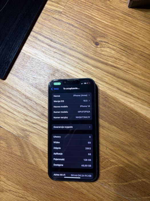 Sprzedam iphone 14 128 GB midnight.Stan bardzo dobry.