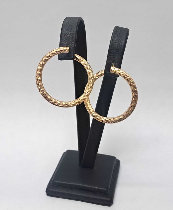 Złote kolczyki kółka diamentowane P.585