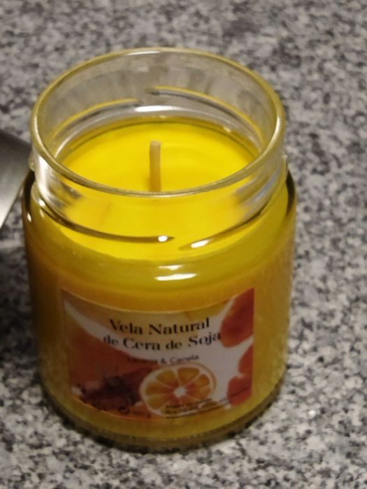 Vela Natural de Cera de Soja-Laranja e Canela-200g