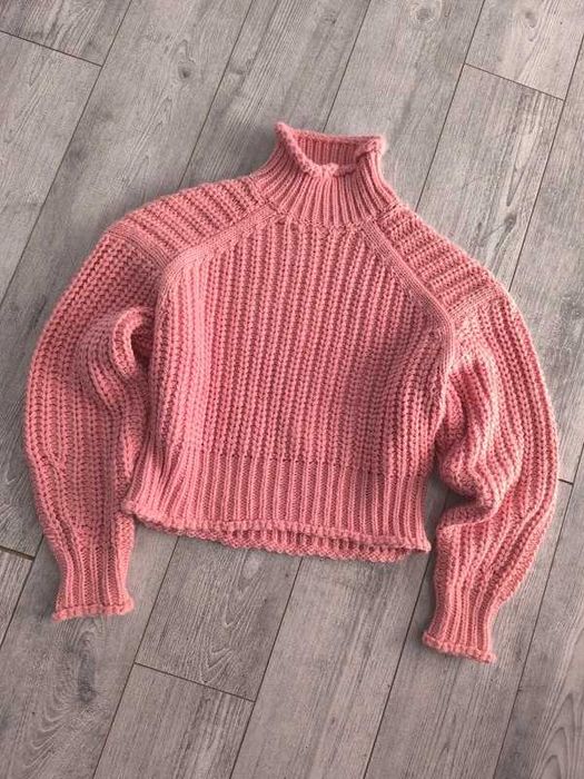 Sweter golf półgolf morelowy koralowy róż H&M Rozm. XS