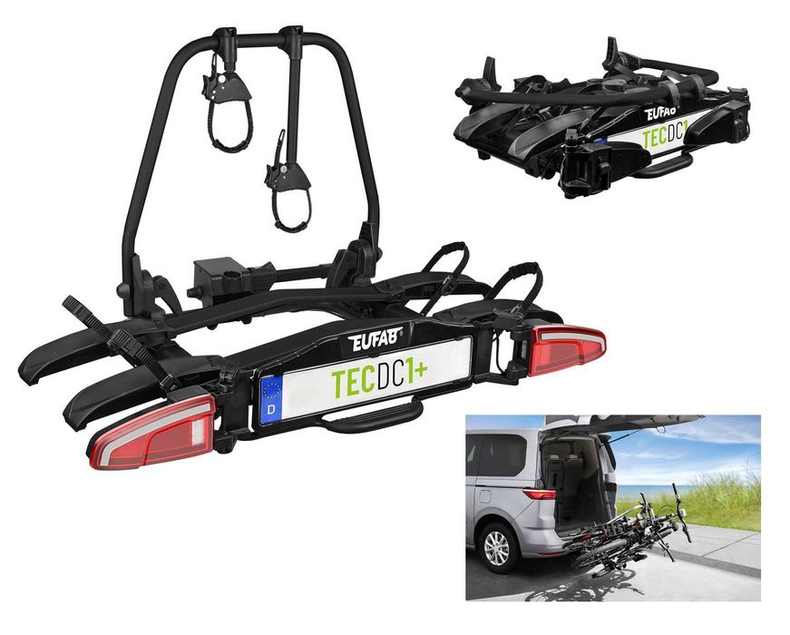 Bagażnik EUFAB TECDC1+ na 2 rowery ebike uchwyt na hak dynamiczne LED