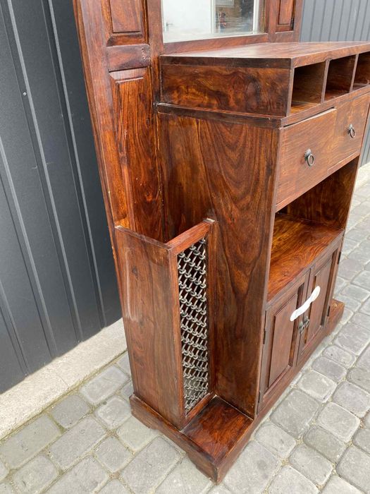 SupeMEGA wieszak drewniany z lustrem i uchwytem na parasolki.Transport