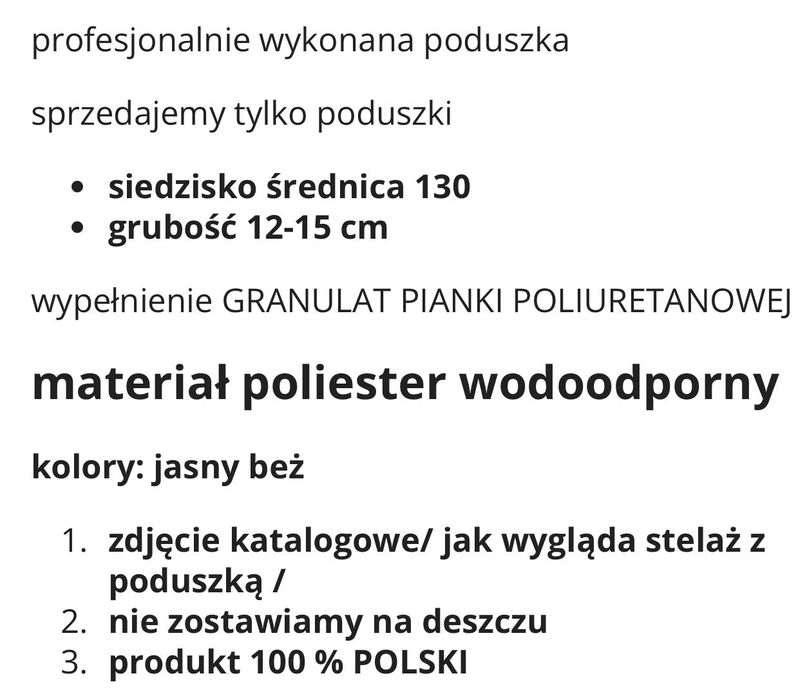 Poduszka ogrodowa 130 cm do fotela