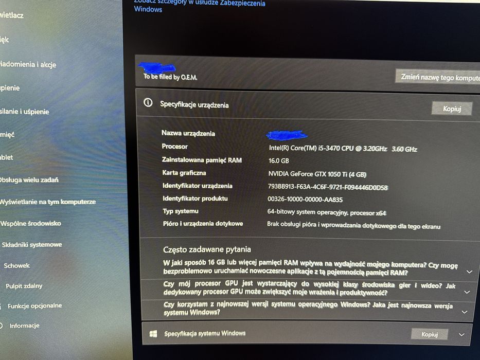 Komputer stacjonarny/gamingowy