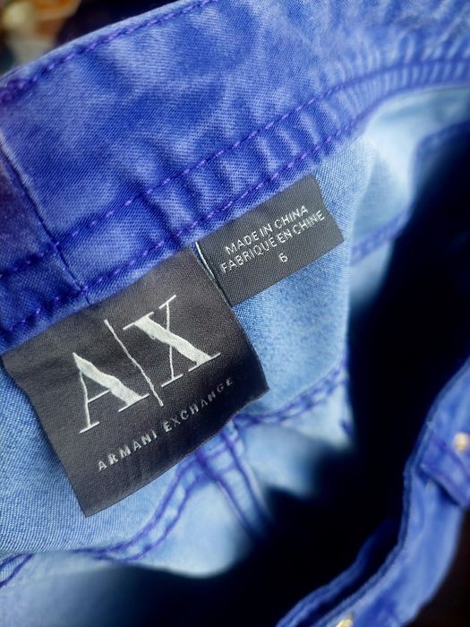 Armani Exchange spodnie fioletowe llyocell rurki trousers premium viol