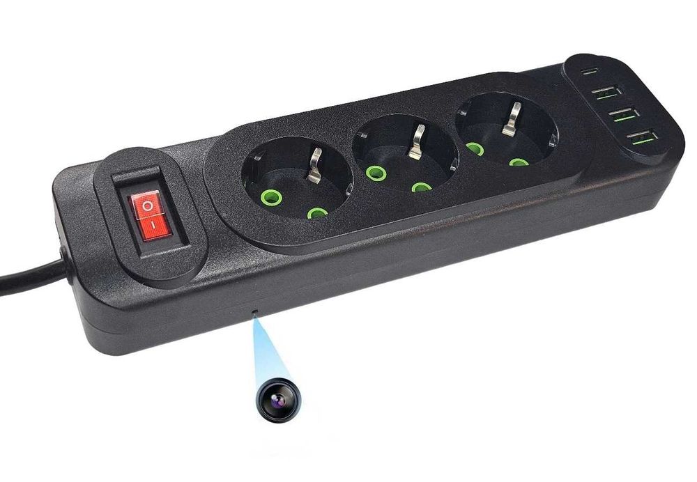 Ukryta Kamera Przedłużacz Listwa Zasilająca 3 Gniazda Wifi