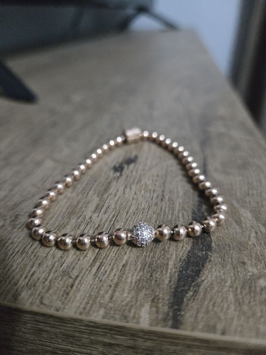 Браслет Pandora "Бісер та паве" з покриттям 14K рожевим золотом