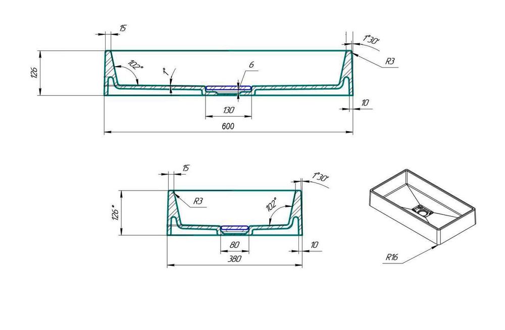 Уцінена Раковина, Умивальник накладний Luxor Mixen 60, Найнижча Ціна!
