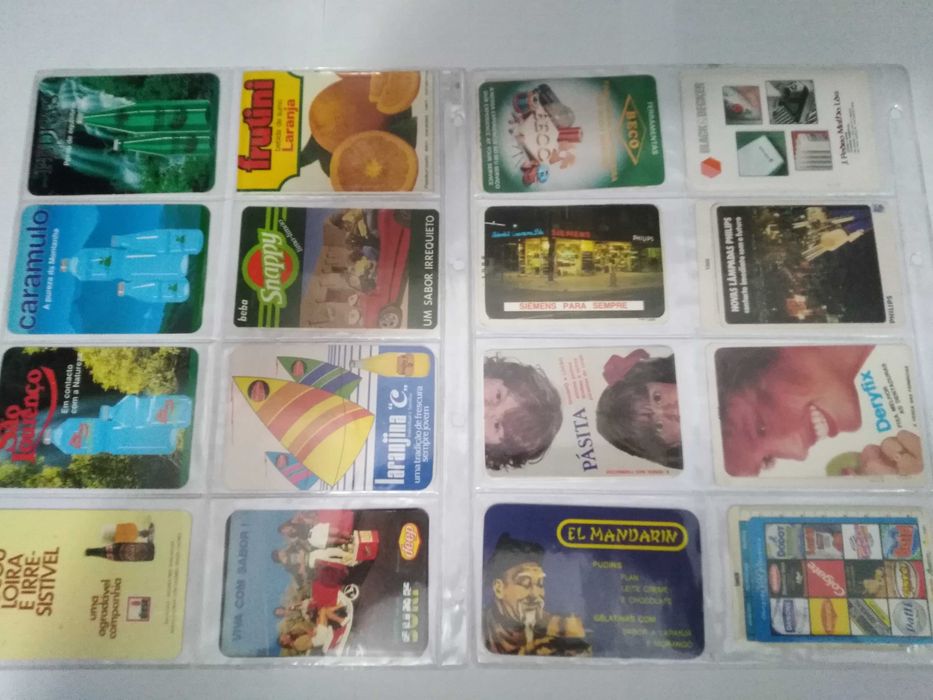 Conjunto de 80 calendarios de marcas antigas com 10 micas arquivadoras