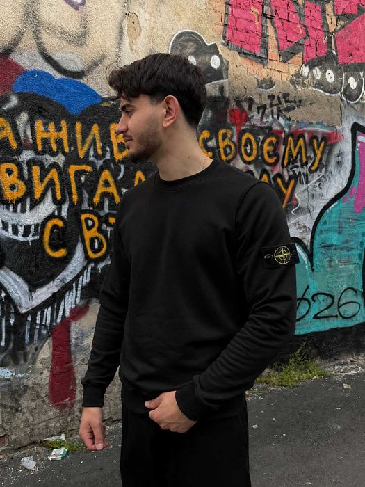 Черный Свитшот Stone Island (Cotton 100%)