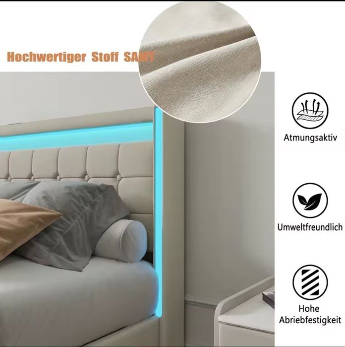 Cama com led e USB 140x190 (Nova) colchão não incluido