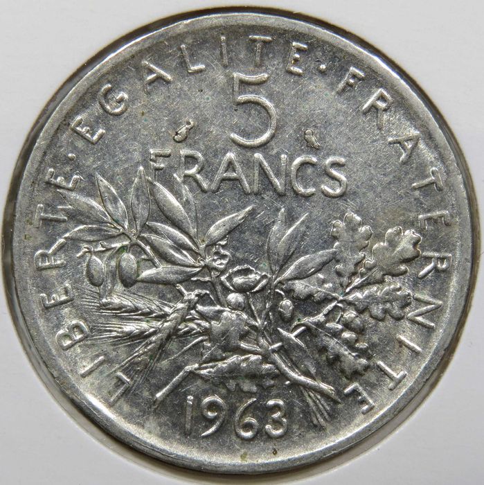 Republica França - 5 Francos EM PRATA - 5ª Republica - 1963