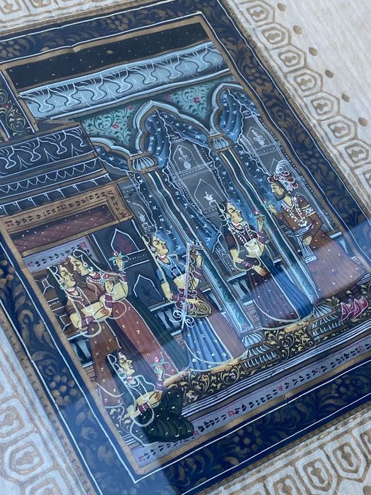 Pinturas Indianas em Seda Antigas 25 cm