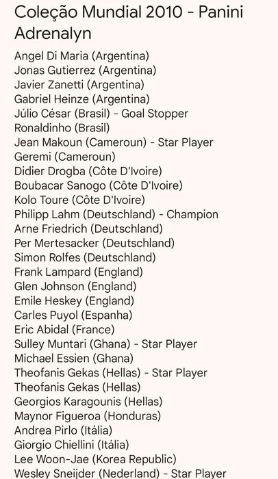 Coleção Mundial Panini Adrenalyn 2010