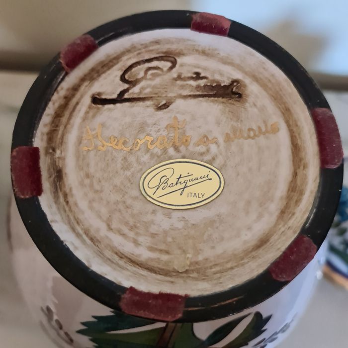 Batiguani - par de potes com tampa pintados à mão